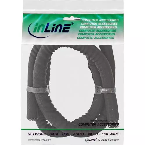 InLine® Kabelkanal Geflechtschlauch mit Polyestergewebemantel selbstverschließend schwarz 25mm Durchmesser 2m