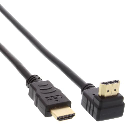InLine® HDMI 1.4 High Speed Kabel Verlängerung, Ethernet, gewinkelt, Stecker Stecker, schwarz, Kontakte vergoldet