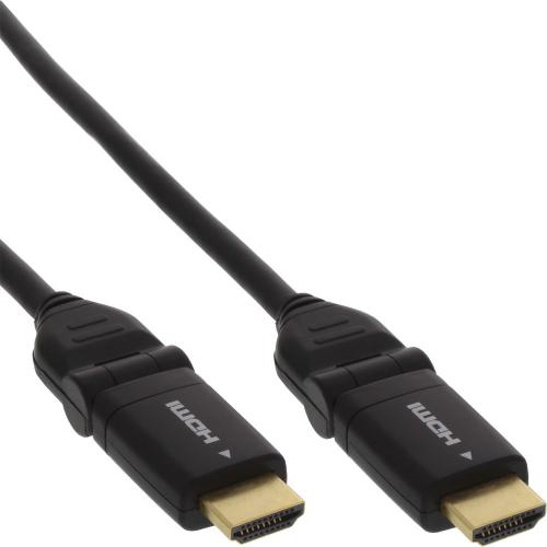 InLine® HDMI 1.4 High Speed Kabel, Ethernet, Winkel Stecker Stecker, flexibel, schwarz, Kontakte vergoldet
