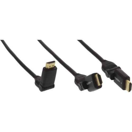 Preview: InLine® HDMI 1.4 High Speed Kabel, Ethernet, Winkel Stecker Stecker, flexibel, schwarz, Kontakte vergoldet