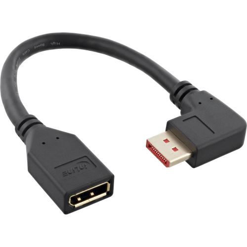 Preview: InLine® DisplayPort 1.4 Adapterkabel ST/BU 8K4K rechts gewinkelt schwarz/gold 0,15m