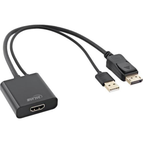 InLine® HDMI BU zu DisplayPort ST Konverter Kabel 4K schwarz/gold 0,3m