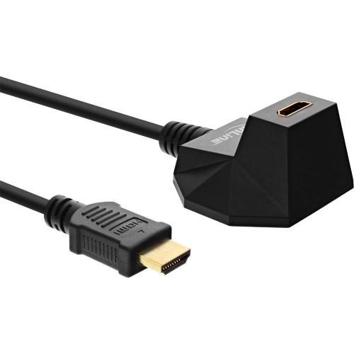 InLine® HDMI 2.0b High Speed Kabel Verlängerung, Standfuß, Ethernet, 4K2K, Stecker Buchse, schwarz, gold