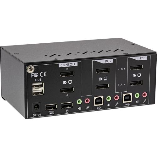 InLine® KVM Desktop Switch 2fach Dual Monitor DisplayPort 1.2 4K USB 2.0 Audio