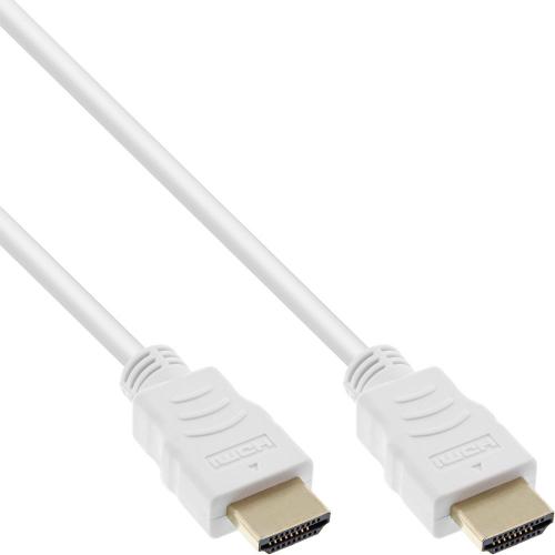 InLine® HDMI 2.0b High Speed Premium Kabel, Ethernet, Stecker Stecker, weiß, Kontakte vergoldet