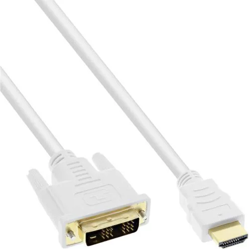 InLine® HDMI DVI Kabel Stecker Stecker weiß Kontakte vergoldet