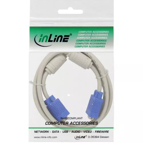 InLine® S-VGA Kabel 15pol HD Stecker / Stecker beige