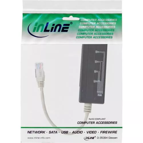 InLine® 4fach Telefon Port Splitter RJ45 Stecker an 4x RJ45 Buchse 0,15m