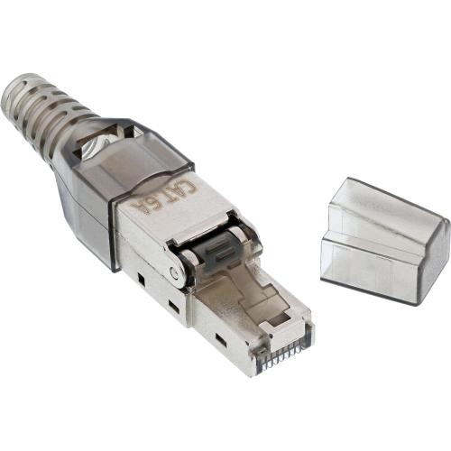 Preview: RJ45 Stecker Cat.6A geschirmt, werkzeuglos für starre Verlegekabel