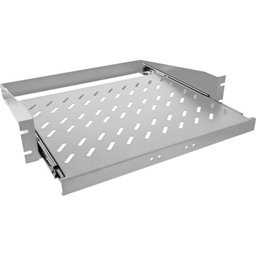 Preview: 19" Fachboden ausziehbar 2HE – 350 mm tief – 30 kg – lichtgrau