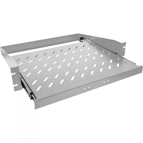 19" Fachboden ausziehbar 2HE – 350 mm tief – 30 kg – lichtgrau