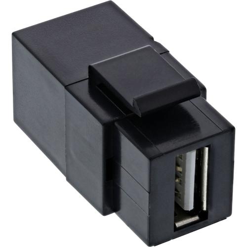 USB 2.0 Keystone-Modul Snap-In, Buchse/Buchse, 90° gewinkelt, schwarz