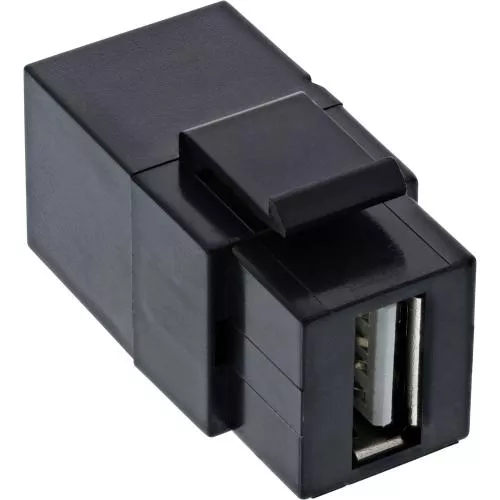 USB 2.0 Keystone-Modul Snap-In, Buchse/Buchse, 90° gewinkelt, schwarz