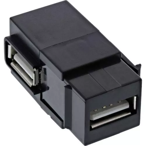 USB 2.0 Keystone-Modul Snap-In, Buchse/Buchse, 90° gewinkelt, schwarz