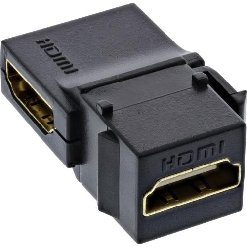 Preview: HDMI Keystone-Modul Snap-In, 4K @ 60Hz, Buchse/Buchse, gewinkelt, schwarz