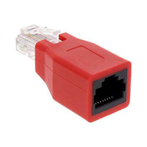 Preview: RJ45-Crossover-Adapter Buchse auf Stecker, Kunststoffgehäuse