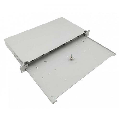 LWL Spleißbox – unbestückt – ohne Frontblende – 19" – ausziehbar – lichtgrau RAL 7035