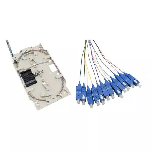 LWL Spleißkassette – 12× SC/UPC Pigtails – Singlemode OS2 – farbig – 2,0 m