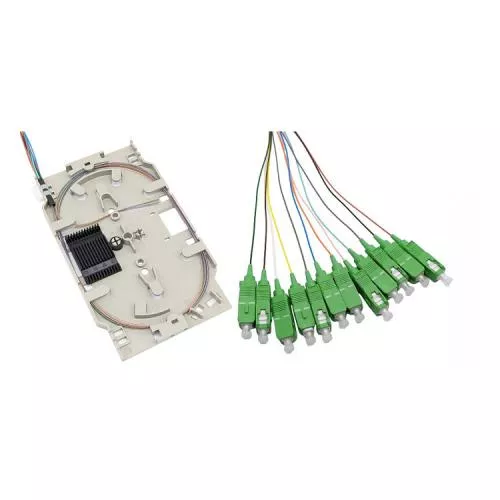 LWL Spleißkassette – 12× SC/APC 8° Pigtails – Singlemode OS2 – farbig – 2,0 m