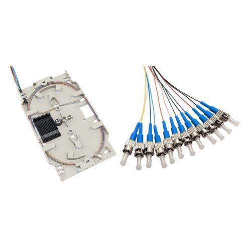 LWL Spleißkassette – 12× ST/UPC Pigtails – Singlemode OS2 – farbig – 2,0 m