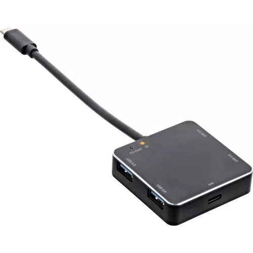 InLine® USB 3.1 Hub USB Typ C zu 4 Port Typ A mit PD bis 60W Aluminiumgehäuse schwarz ohne Netzteil