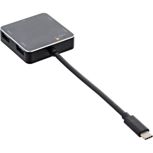 Preview: InLine® USB 3.1 Hub USB Typ C zu 4 Port Typ A mit PD bis 60W Aluminiumgehäuse schwarz ohne Netzteil