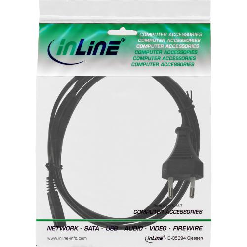 InLine® Netzkabel Netzstecker CEE7/16 Italien auf Euro 8 C7 Stecker schwarz 1,8m