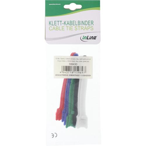 Preview: Klett-Kabelbinder – 12 × 125 mm – 10 Stück – 5 Farben