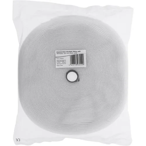 Klett-Kabelbinder Band 25 m x 25 mm – Weiß, 2-teilig, zuschneidbar