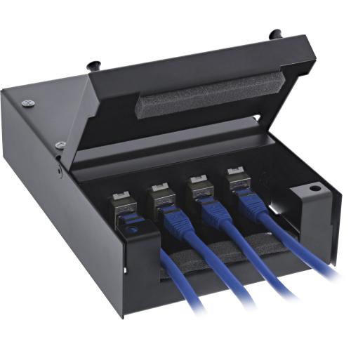 Preview: Anschlussdose Aufputz für 4x Keystone RJ45 Buchse, schwarz