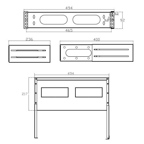 Preview: InLine® 19" Rack zur Wandmontage 2HE 24-40cm Tiefe mit Abdeckung schwarz