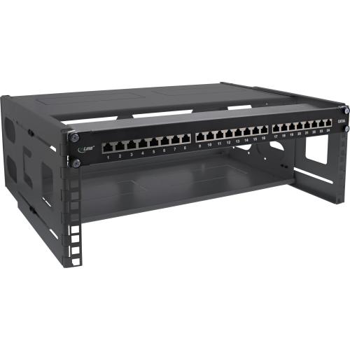 Preview: InLine® 19" Rack zur Wandmontage 4HE 24-40cm Tiefe mit Abdeckung schwarz