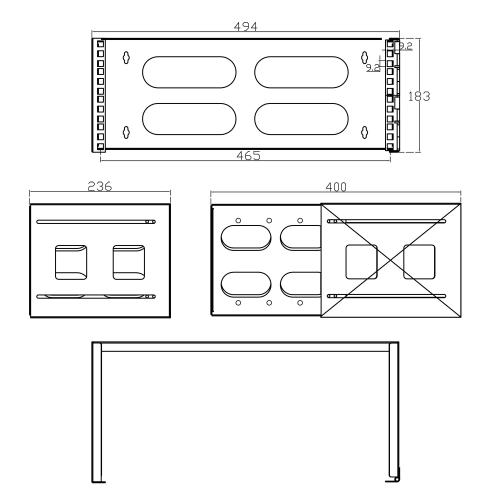 Preview: InLine® 19" Rack zur Wandmontage 4HE 24-40cm Tiefe grau