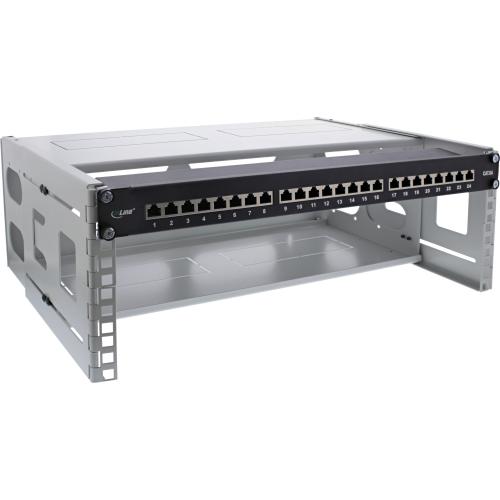 Preview: InLine® 19" Rack zur Wandmontage 4HE 24-40cm Tiefe mit Abdeckung grau
