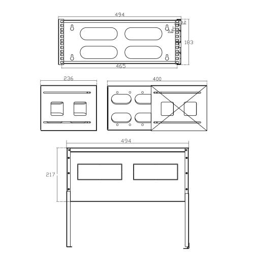 Preview: InLine® 19" Rack zur Wandmontage 4HE 24-40cm Tiefe mit Abdeckung grau