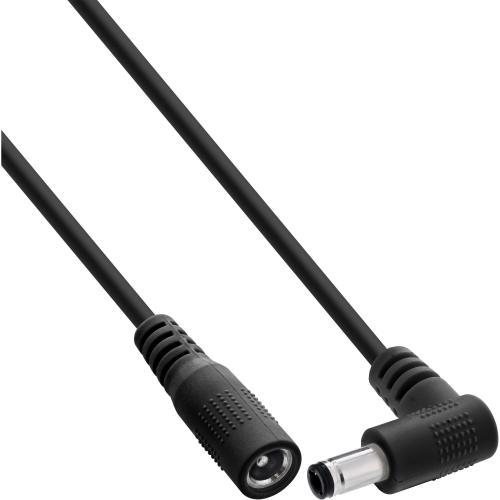 DC Verlängerungskabel 5,5x2,1 mm, Winkelstecker, schwarz