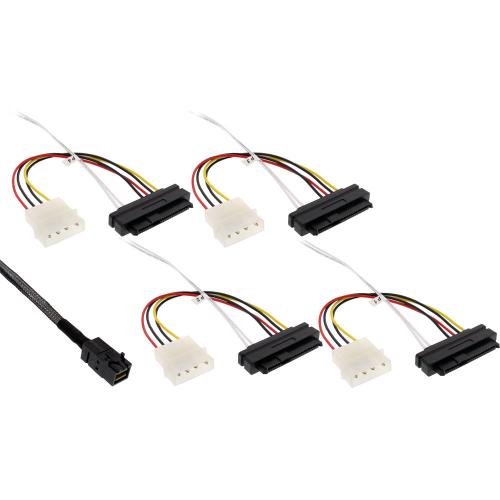 InLine® Mini SAS HD Kabel SFF-8643 zu 4x SFF-8482 (29-pol.) + Strom