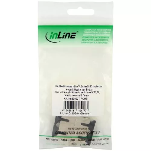 InLine® LWL Metall-Kupplung Duplex SC/SC singlemode Keramik-Hülse zum Einbau
