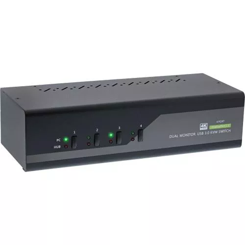 InLine® KVM Desktop Switch 4fach Dual Monitor DisplayPort 1.2 4K USB 3.0 Audio