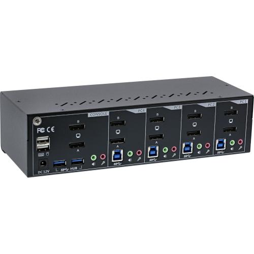InLine® KVM Desktop Switch 4fach Dual Monitor DisplayPort 1.2 4K USB 3.0 Audio
