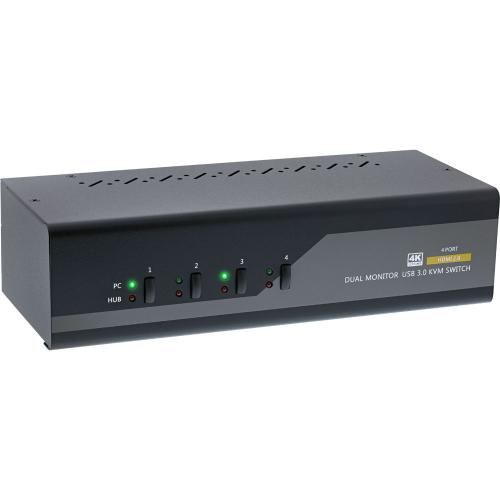 InLine® KVM Desktop Switch 4fach Dual Monitor HDMI 4K USB 3.0 Audio
