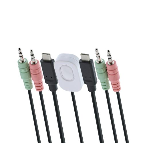 InLine® KVM Switch 2fach USB-C zu DisplayPort 1.2 4K mit Audio integr. Kabel