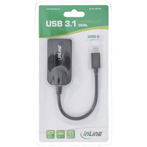 Preview: InLine® Card Reader USB 3.1 USB-C für SD/SDHC/SDXC microSD UHS-II kompatibel