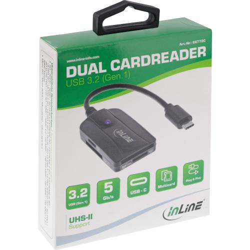 Preview: InLine® Card Reader USB 3.1 USB-C für SD/SDHC/SDXC microSD UHS-II kompatibel