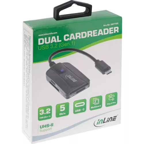 InLine® Card Reader USB 3.1 USB-C für SD/SDHC/SDXC microSD UHS-II kompatibel