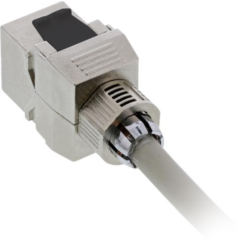 Preview: RJ45 Keystone-Modul Cat.6A, geschirmt, Snap-In, LSA, mit Schraubverschluss