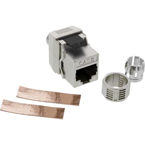 Preview: RJ45 Keystone-Modul Cat.8.1, Buchse/LSA, Snap-In, geschirmt, schmale Bauform