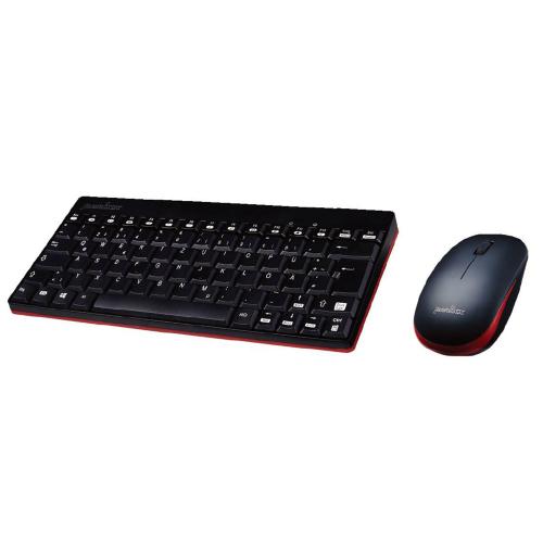 Perixx PERIDUO-712 DE B Mini Tastatur und Maus Set schnurlos schwarz