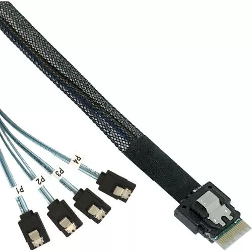 InLine® Slim SAS Kabel SFF-8654 zu 4x SATA 7-pin 12Gb/s