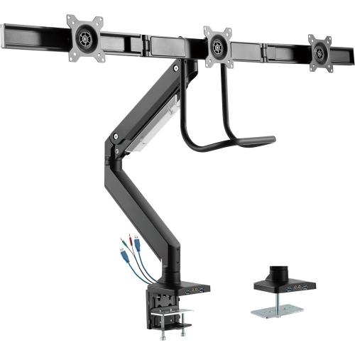 InLine® Tischhalterung mit Lifter und USB 3.0 beweglich für 3 Monitore bis 69cm (27") max. 3x6kg